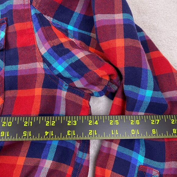 Duluth Trading Mens Shirt Large Long Sleeve Plaid Flannel Button Up Red Casual - Picture 5 of 6